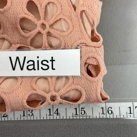 Just Me Lattice Dress NWT Long Sleeve Cut Out Floral Midi Pink Size Medium M - Picture 15 of 17